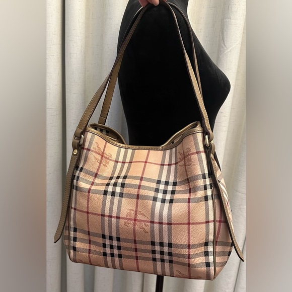 Burberry Gold Leather Haymarket Coated Canvas Canterbury Good used condition - Picture 3 of 16